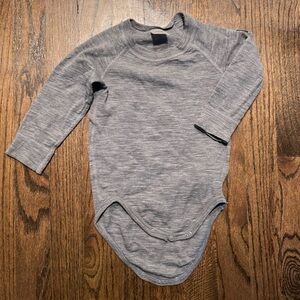 Polarn O Pyret merino wool bodysuit onesie gray 1-2 years